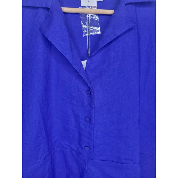 PRINCESS POLLY Sinclair Oversized Playsuit Romper Blue Small Linen Blend NWT - Picture 5 of 11